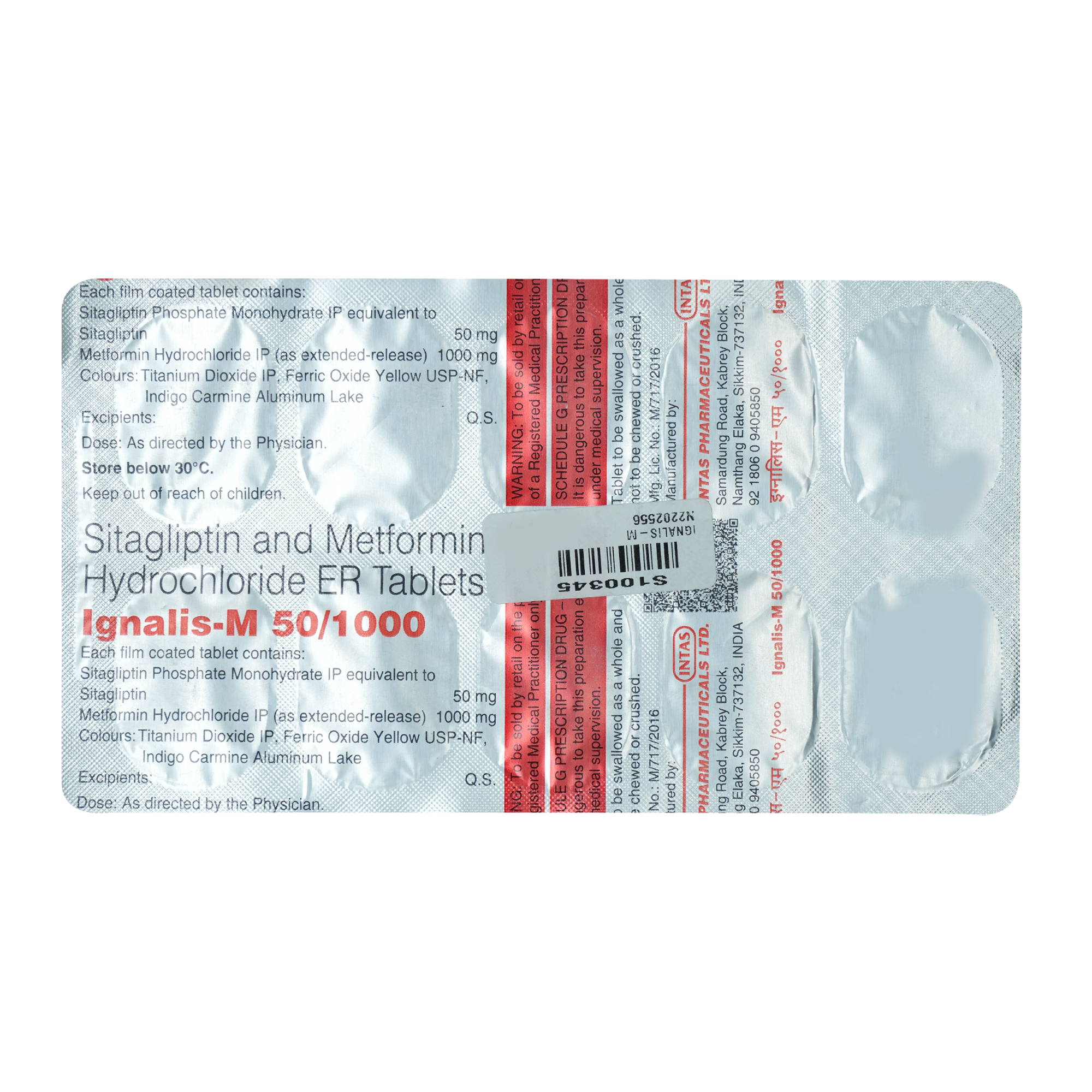 Ignalis-M 50/1000 Tablet 10's, Pack of 10 TabletS Ignalis-M 50/1000 Tablet 10's, Pack of 10 TabletS