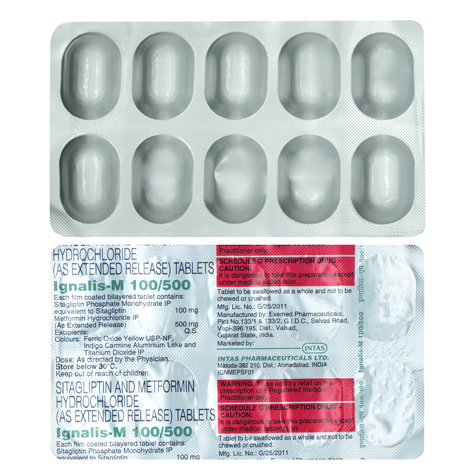 Ignalis-M 100 mg/500 mg Tablet 10's, Pack of 10 TabletS Ignalis-M 100 mg/500 mg Tablet 10's, Pack of 10 TabletS