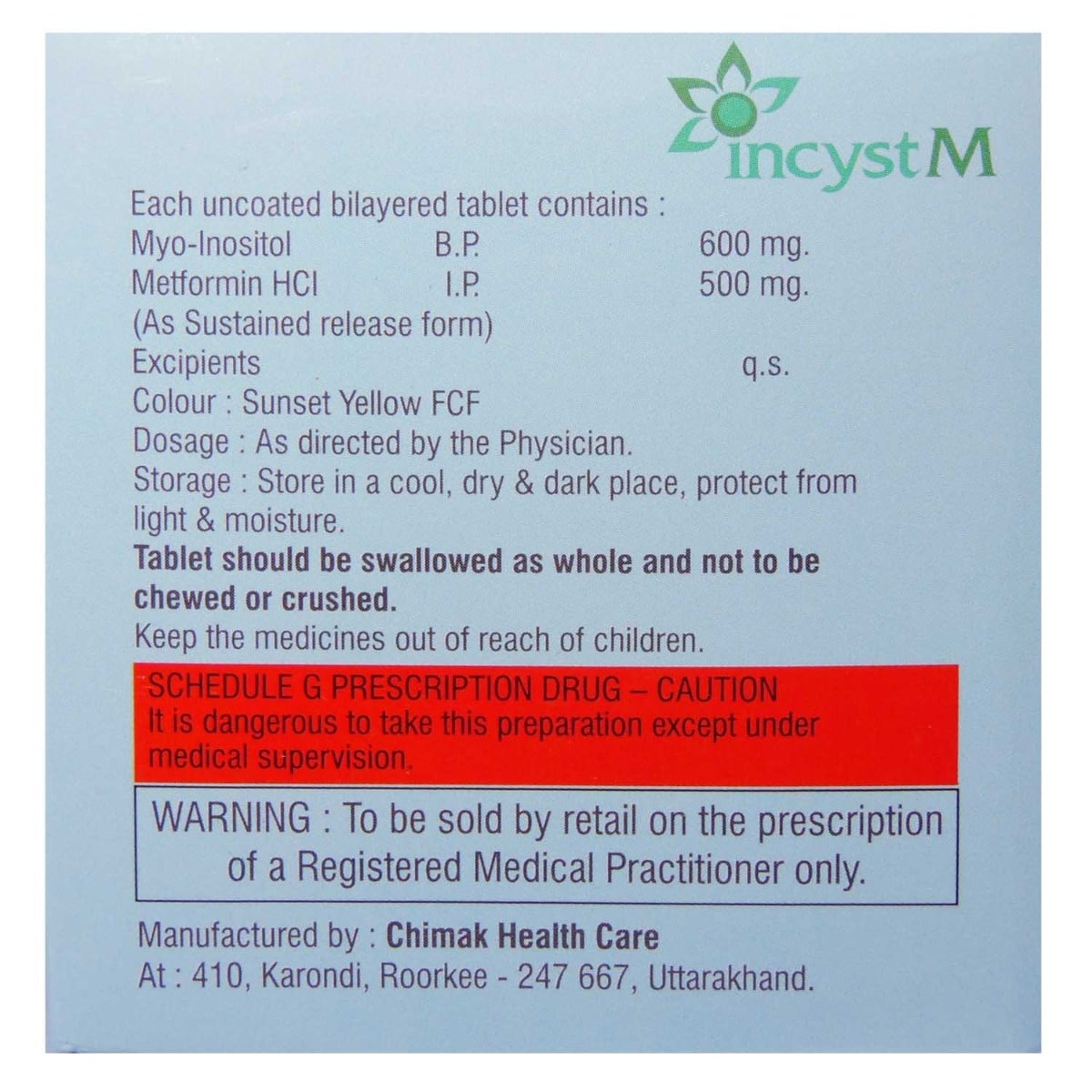 Incyst M Tablet 10's, Pack of 10 TabletS Incyst M Tablet 10's, Pack of 10 TabletS