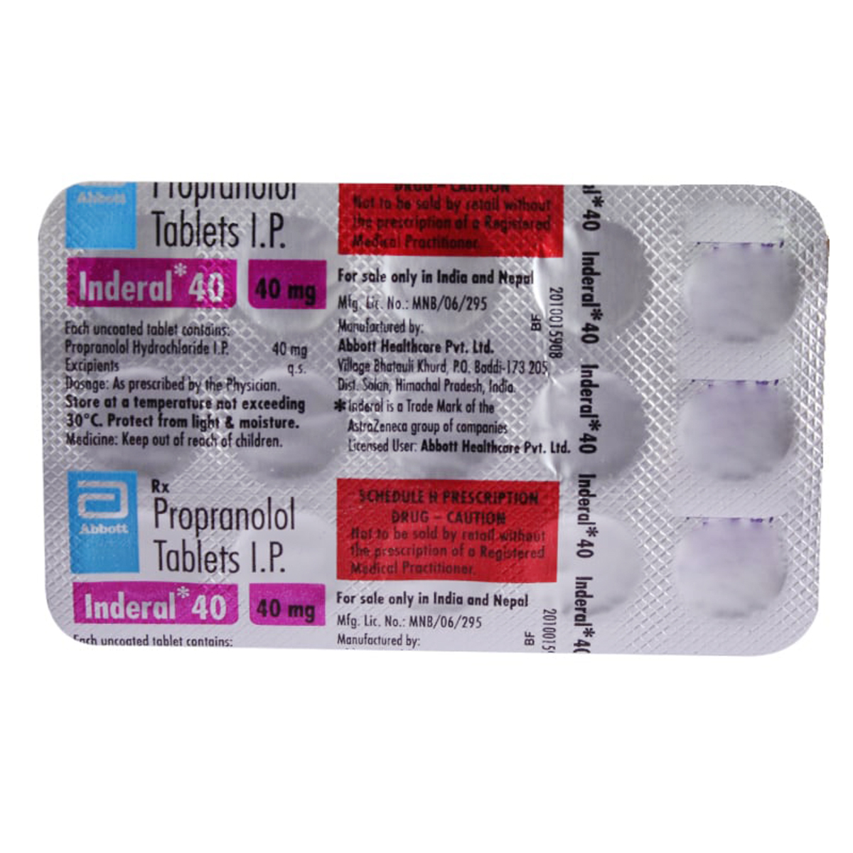 Inderal 40 Tablet 15's, Pack of 15 TABLETS Inderal 40 Tablet 15's, Pack of 15 TABLETS
