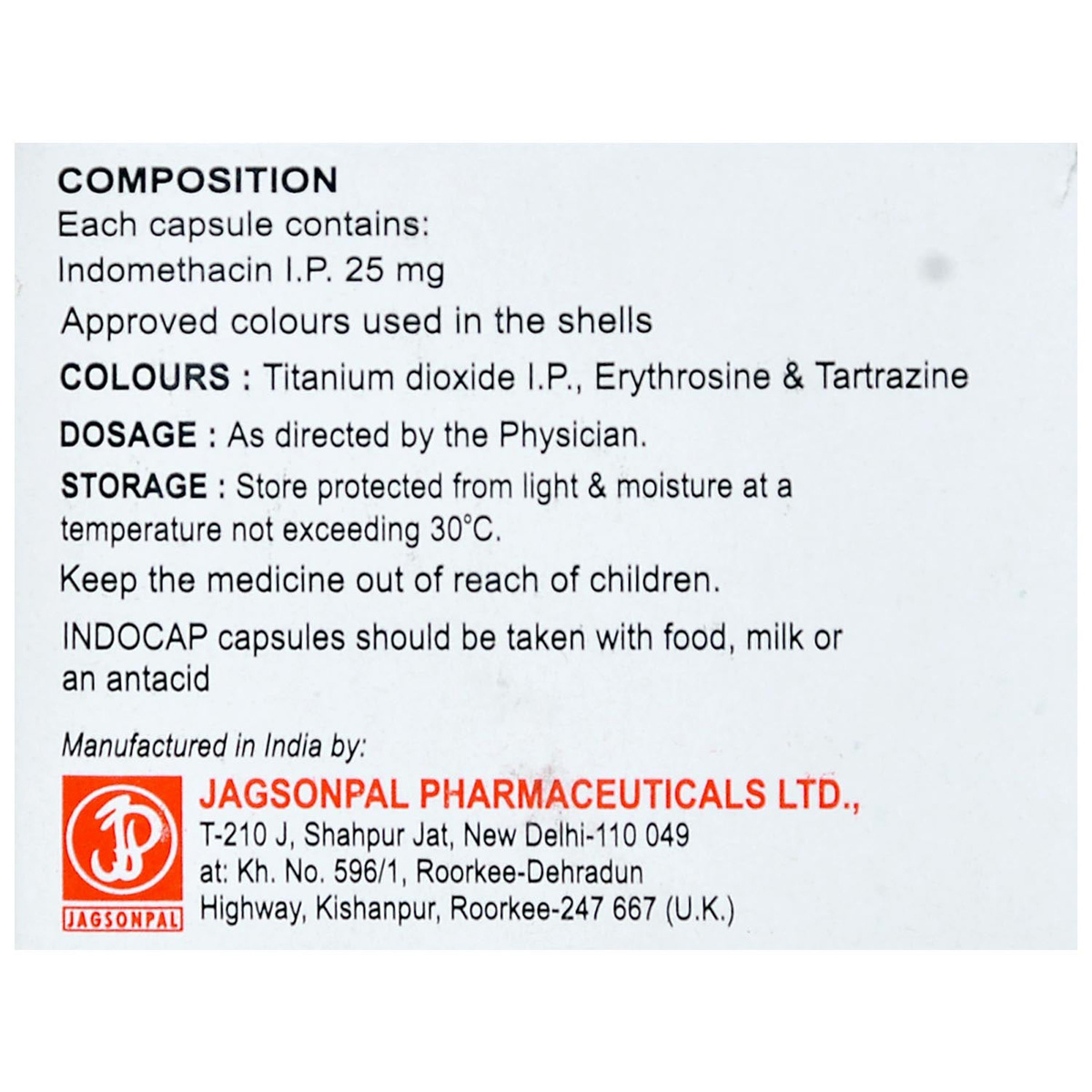 Indocap Capsule 10's, Pack of 10 CAPSULES Indocap Capsule 10's, Pack of 10 CAPSULES