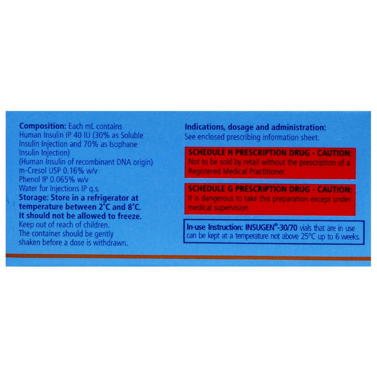 Insugen 30/70 40IU/ml Injection 10 ml, Pack of 1 INJECTION Insugen 30/70 40IU/ml Injection 10 ml, Pack of 1 INJECTION