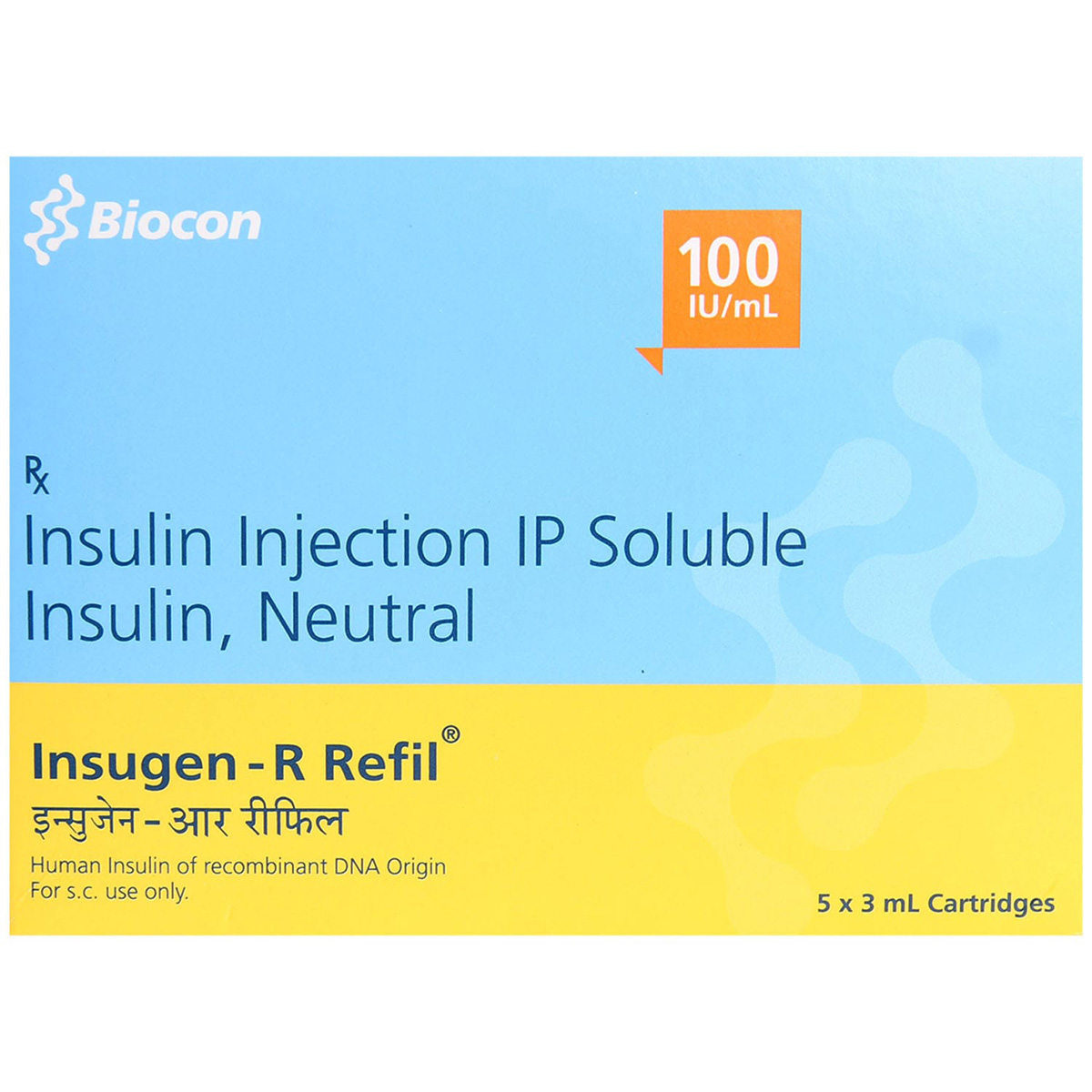 Insugen-R 100IU/ml Refil 3 ml, Pack of 1 INJECTION Insugen-R 100IU/ml Refil 3 ml, Pack of 1 INJECTION