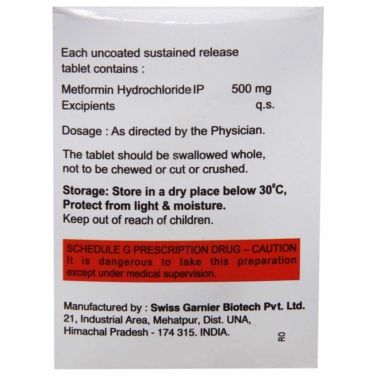 Insuform 500 SR Tablet 10's, Pack of 10 TABLETS Insuform 500 SR Tablet 10's, Pack of 10 TABLETS