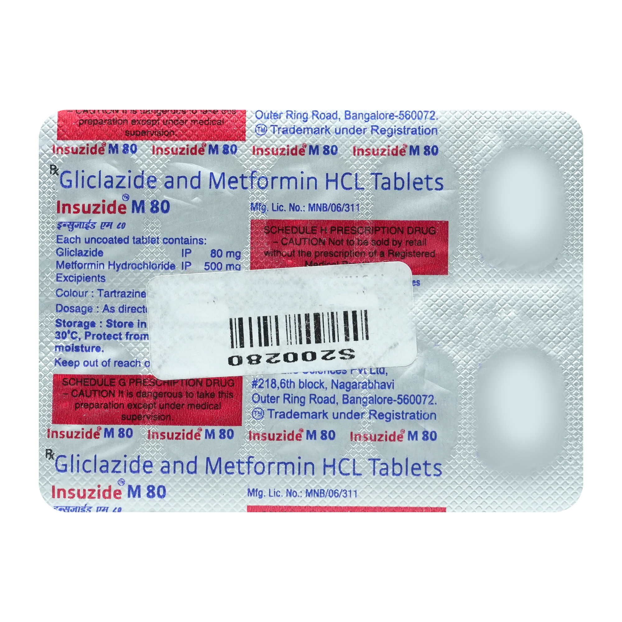 Insuzide M 80 Tablet 10's, Pack of 10 TABLETS Insuzide M 80 Tablet 10's, Pack of 10 TABLETS