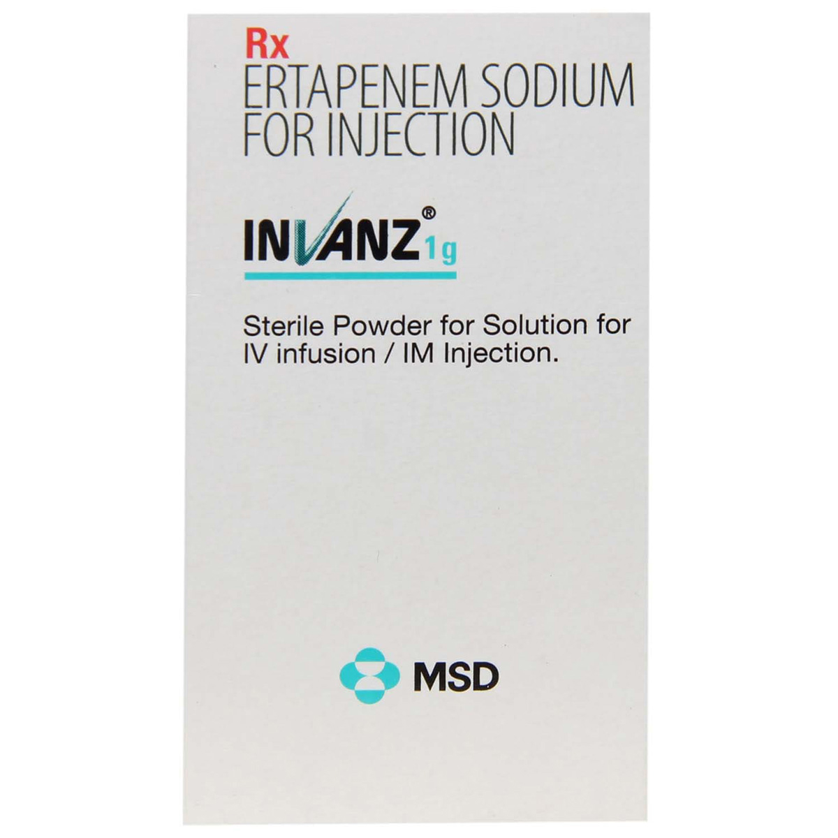 Invanz 1gm Injection 1's, Pack of 1 INJECTION Invanz 1gm Injection 1's, Pack of 1 INJECTION