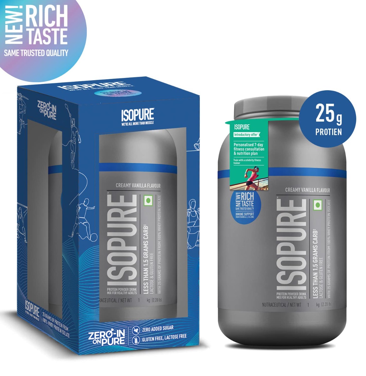Isopure Less Than 1.5 gm Carbs 100% Whey Protein Isolate Creamy Vanilla Flavour Powder, 2.20 lb, Pack of 1 Isopure Less Than 1.5 gm Carbs 100% Whey Protein Isolate Creamy Vanilla Flavour Powder, 2.20 lb, Pack of 1