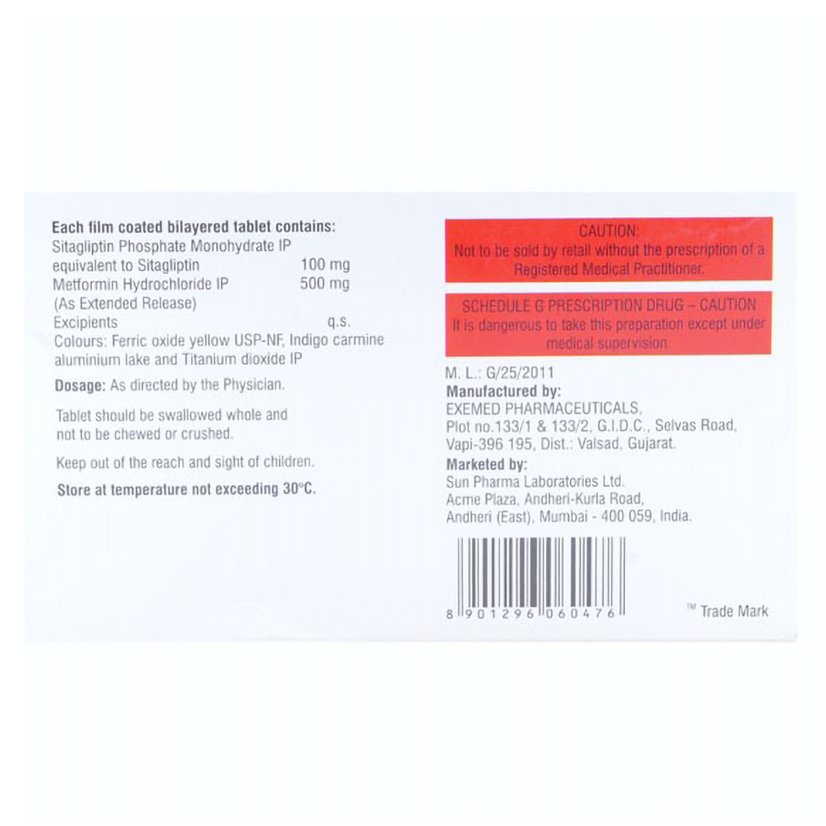 Istamet XR 500 Tablet 10's , Pack of 10 TABLETS Istamet XR 500 Tablet 10's , Pack of 10 TABLETS