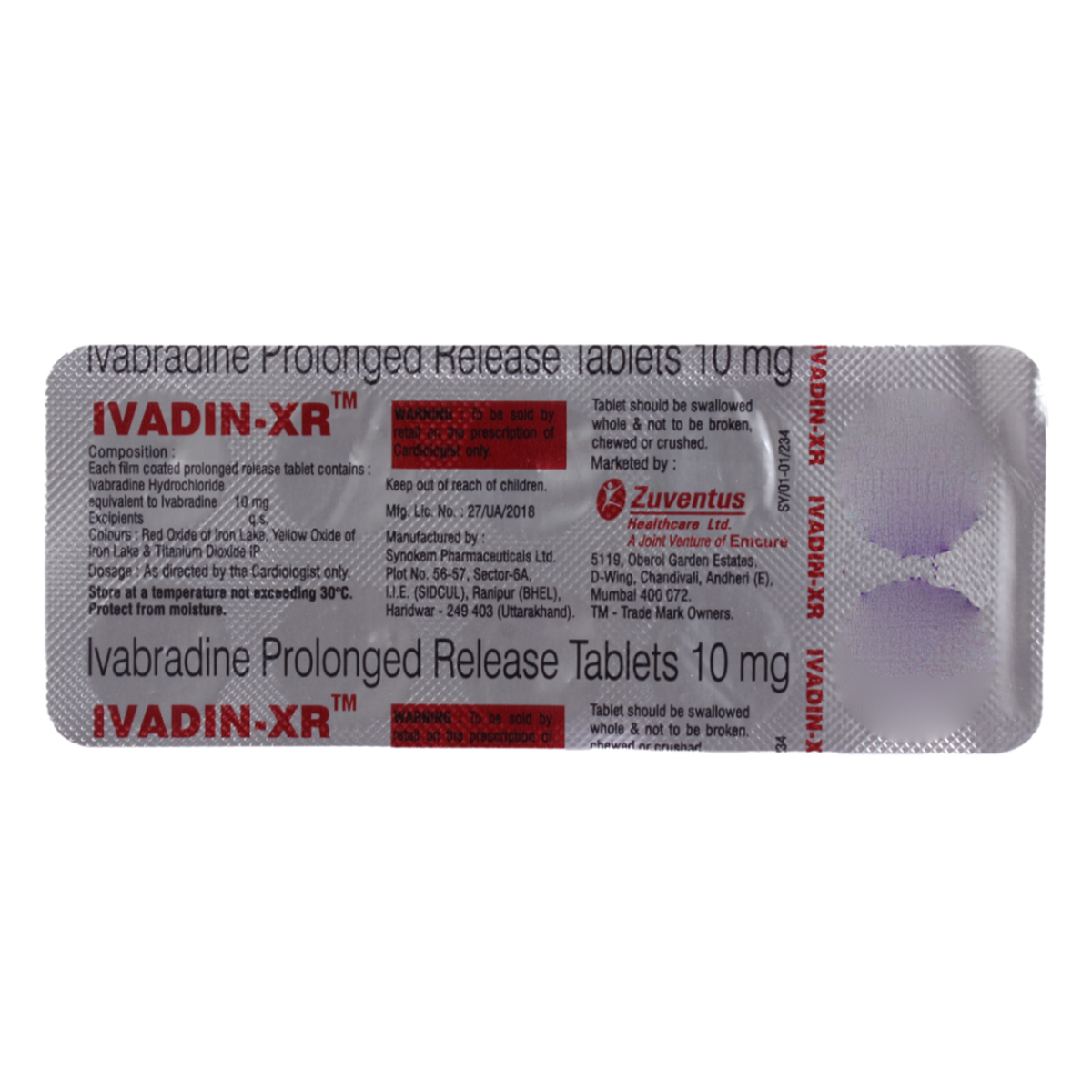 Ivadin-XR 10 Tablet 10's, Pack of 10 TABLETS Ivadin-XR 10 Tablet 10's, Pack of 10 TABLETS