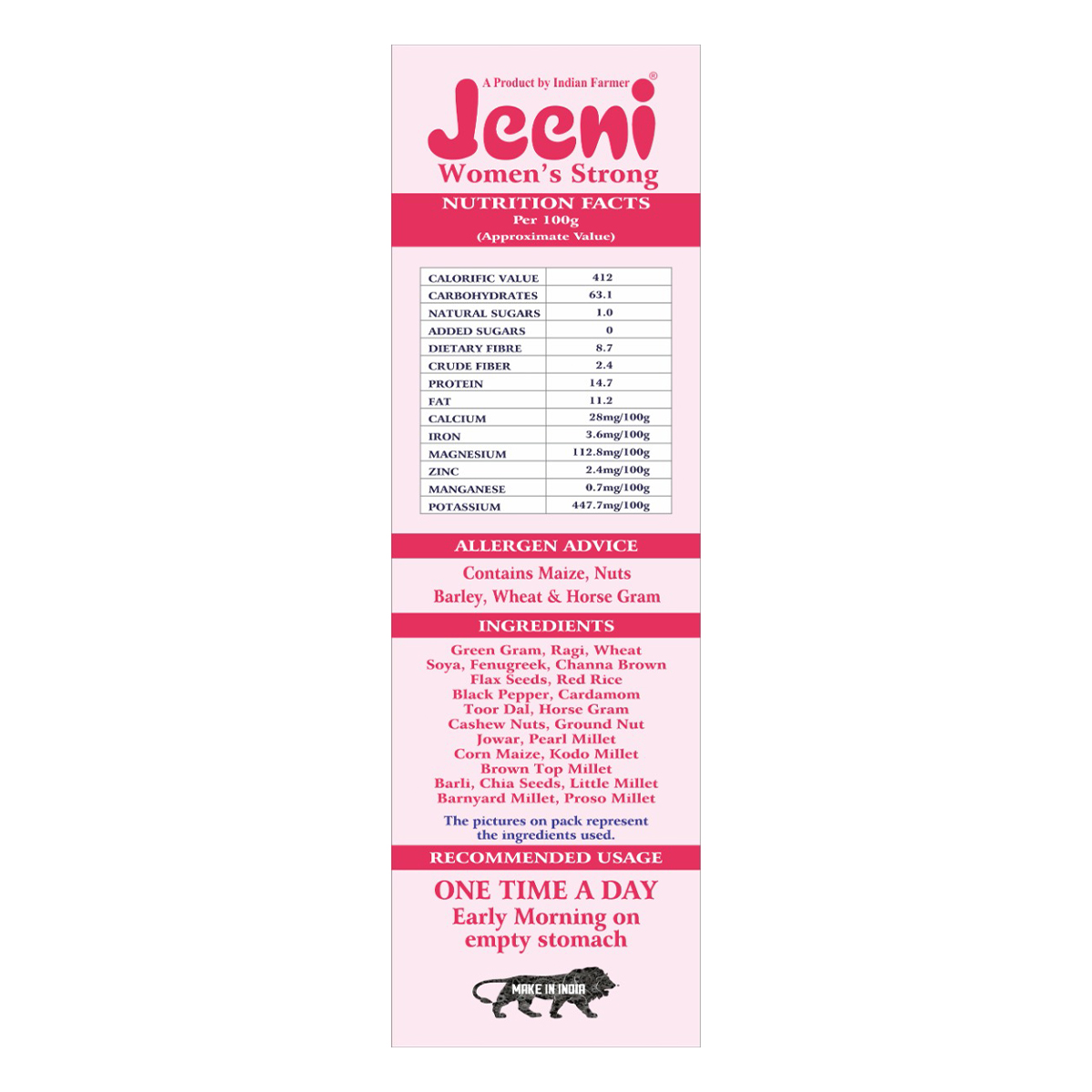 Jeeni Women's Strong Millet & Multi Grains, 500 gm, Pack of 1 Jeeni Women's Strong Millet & Multi Grains, 500 gm, Pack of 1