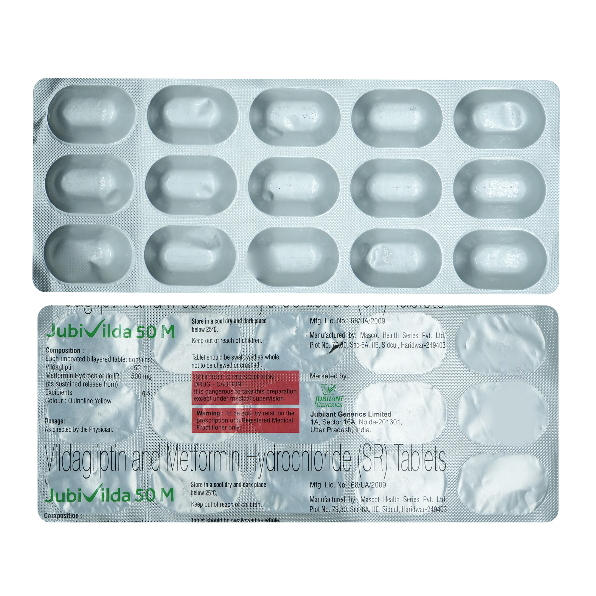 Jubivilda 50 M Tablet 15's, Pack of 15 TabletS Jubivilda 50 M Tablet 15's, Pack of 15 TabletS