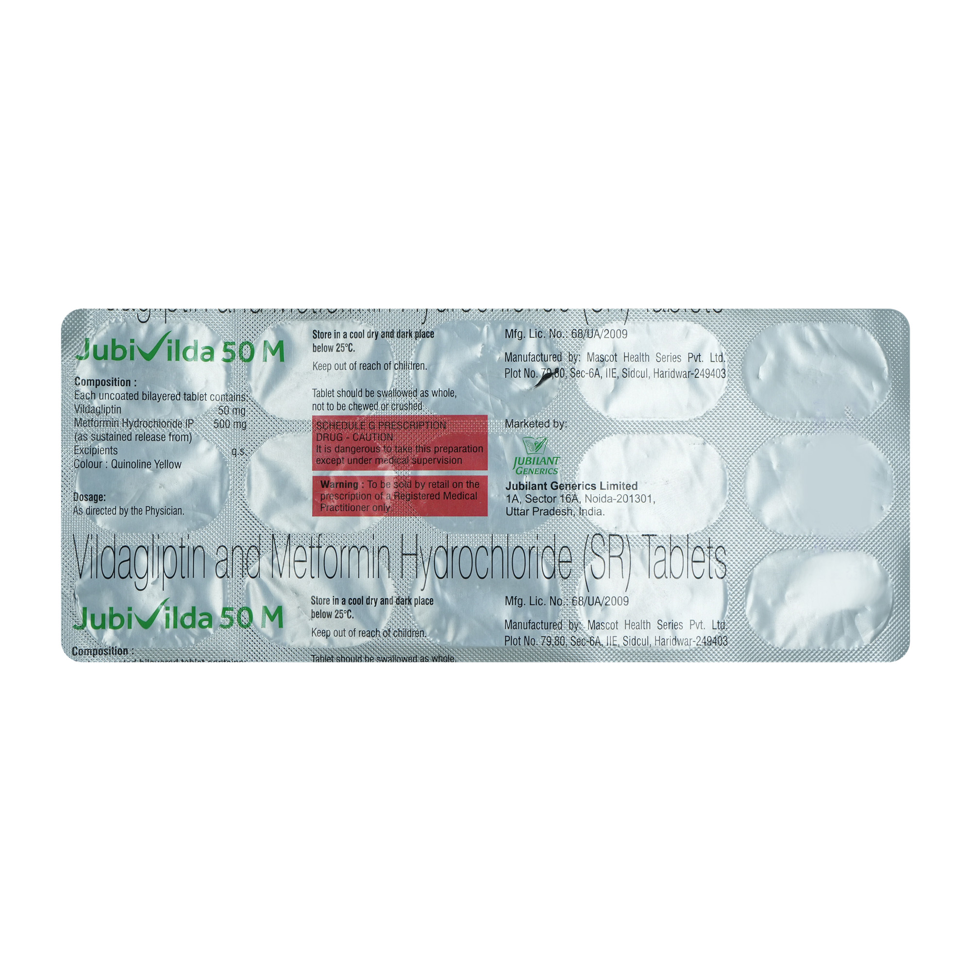 Jubivilda 50 M Tablet 15's, Pack of 15 TabletS Jubivilda 50 M Tablet 15's, Pack of 15 TabletS