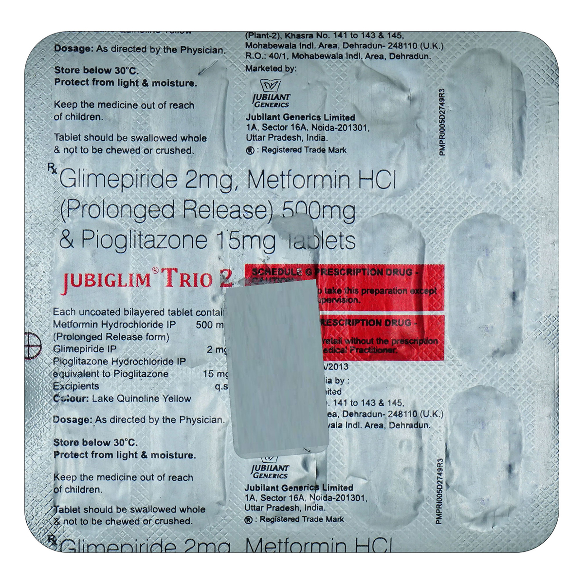 Jubiglim Trio 2 Tablet 15's, Pack of 15 TabletS Jubiglim Trio 2 Tablet 15's, Pack of 15 TabletS