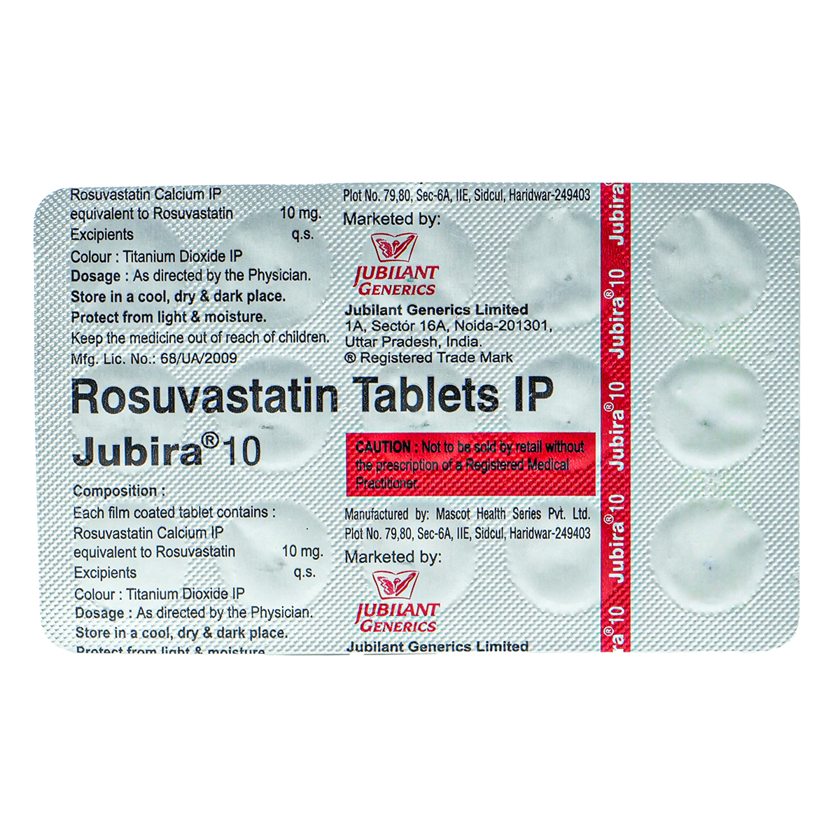 Jubira 10 mg Tablet 15's, Pack of 15 TabletS Jubira 10 mg Tablet 15's, Pack of 15 TabletS