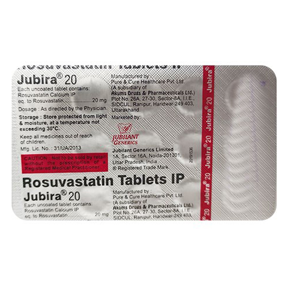 Jubira 20 mg Tablet 15's, Pack of 15 TabletS Jubira 20 mg Tablet 15's, Pack of 15 TabletS