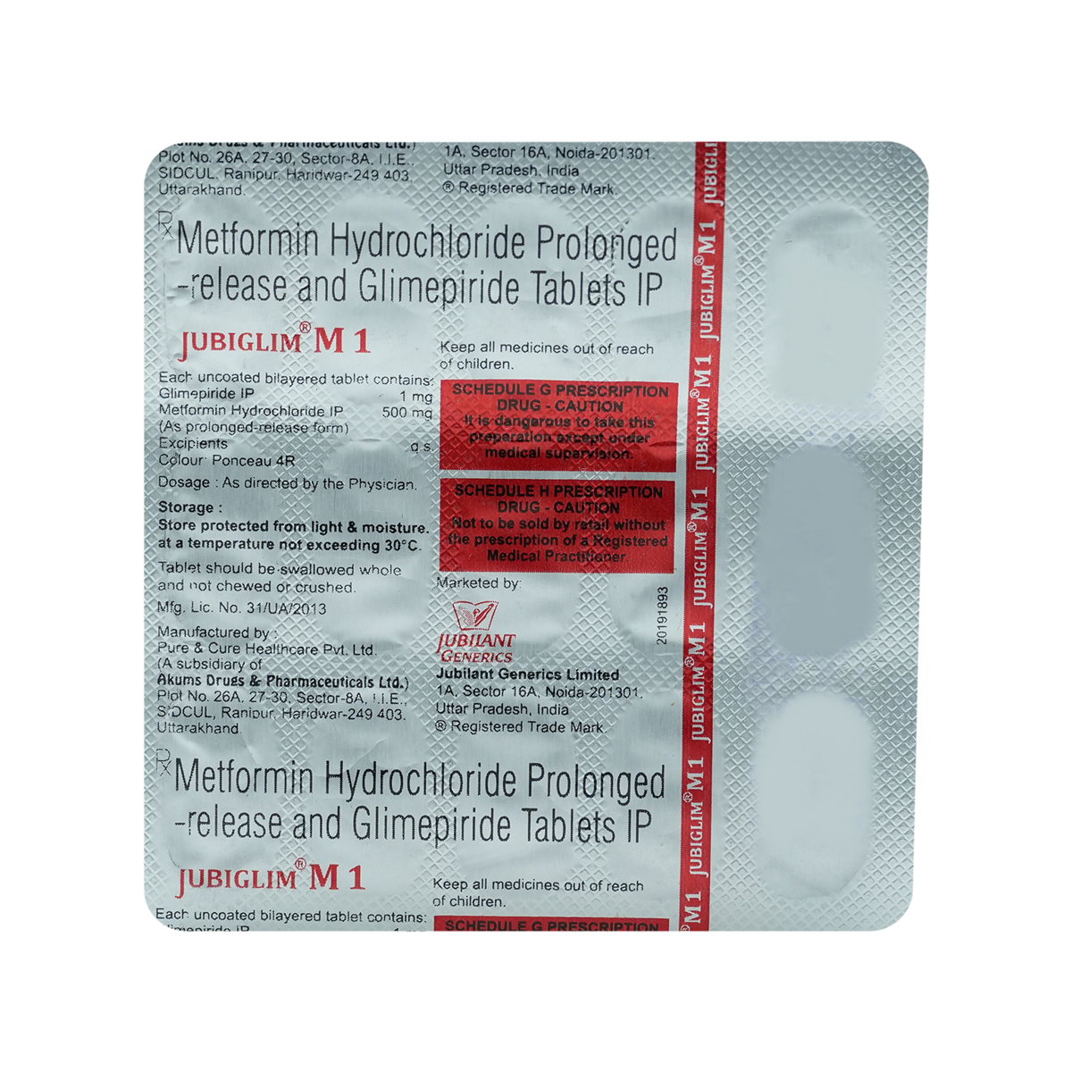 Jubiglim M 1 Tablet 15's, Pack of 15 TabletS Jubiglim M 1 Tablet 15's, Pack of 15 TabletS