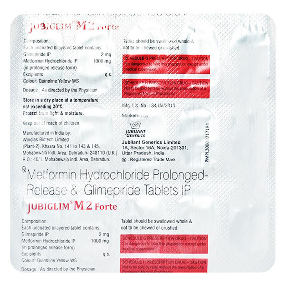 Jubiglim M2 Forte Tablet 15's, Pack of 15 TABLETS Jubiglim M2 Forte Tablet 15's, Pack of 15 TABLETS