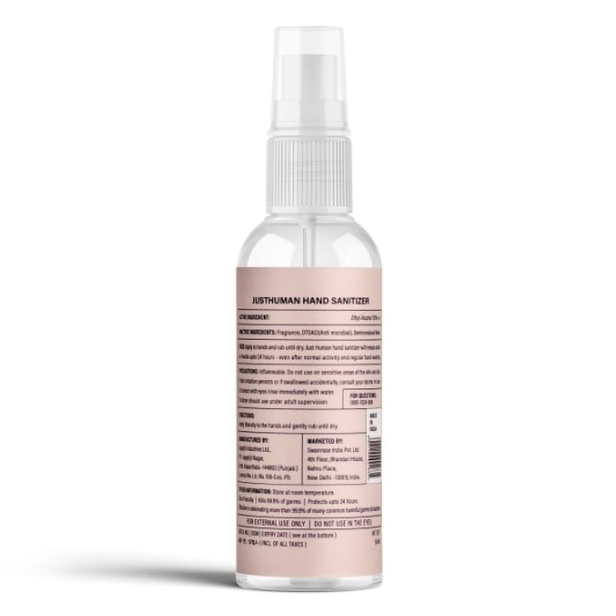 Justhuman 24 Hour Hand Sanitizer Spray 50 ml, Pack of 1 Justhuman 24 Hour Hand Sanitizer Spray 50 ml, Pack of 1