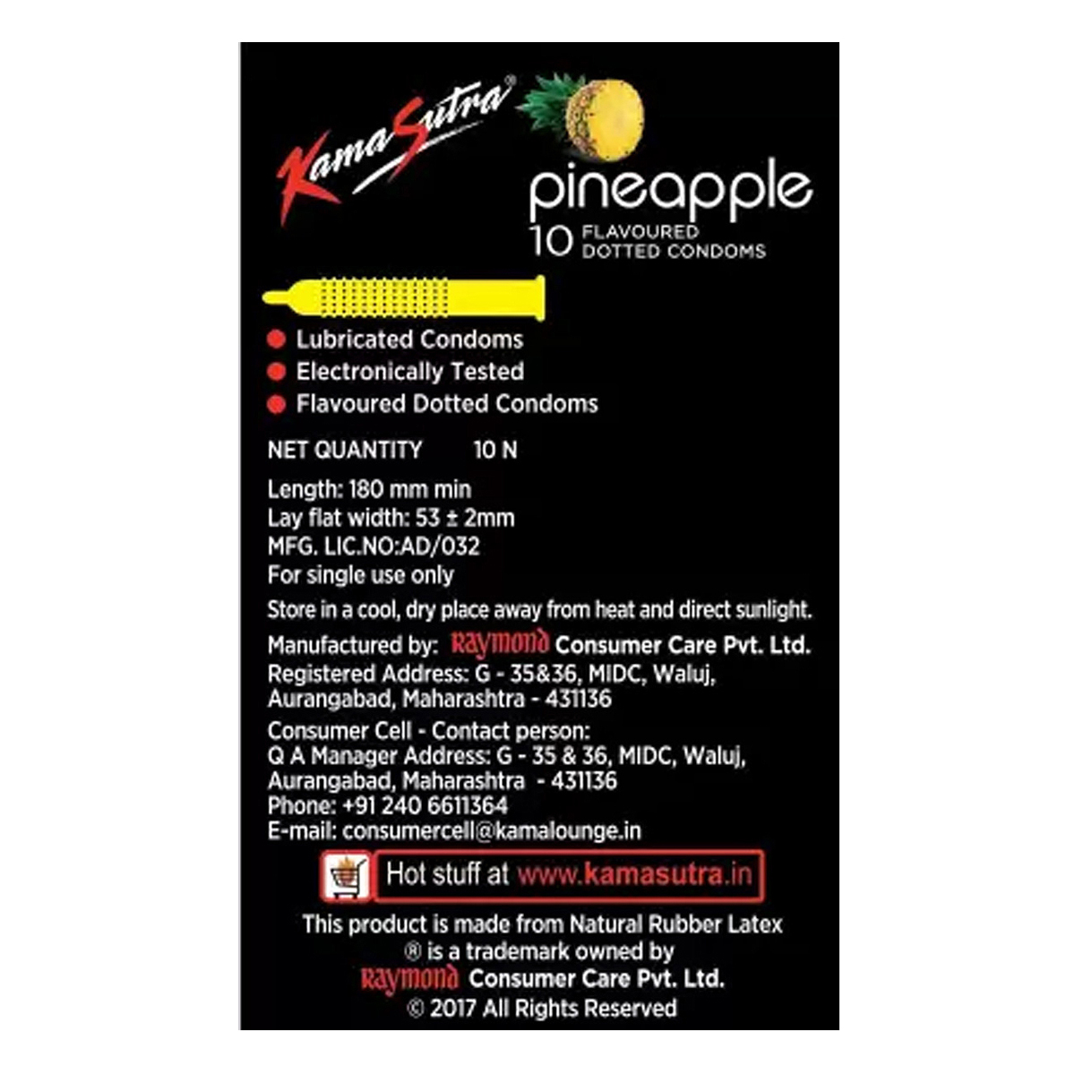 Kamasutra Pineapple Flavour Condoms, 10 Count, Pack of 1 Kamasutra Pineapple Flavour Condoms, 10 Count, Pack of 1