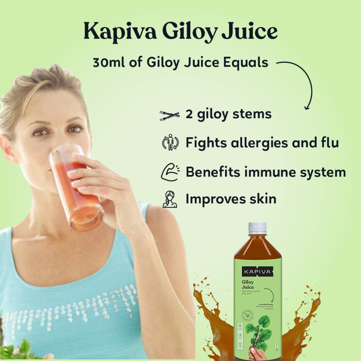 Kapiva Giloy Juice, 1 L, Pack of 1 Kapiva Giloy Juice, 1 L, Pack of 1