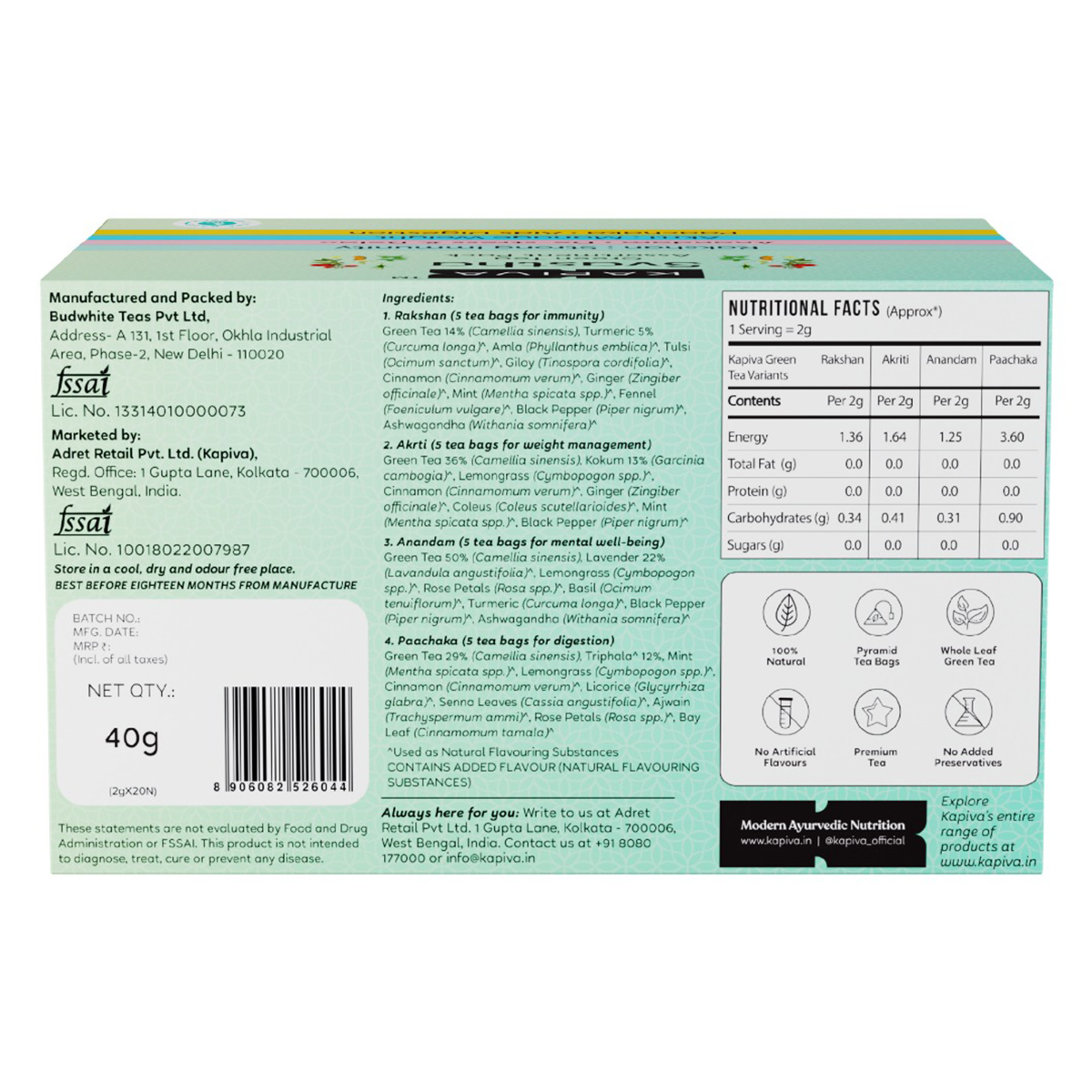 Kapiva Svastha Green Tea Assortment Pack, 40 gm, Pack of 1 Kapiva Svastha Green Tea Assortment Pack, 40 gm, Pack of 1