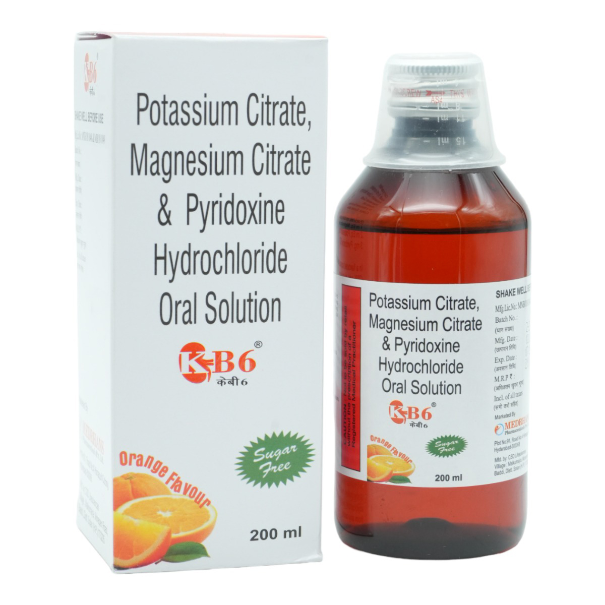 K-B6 Sugar Free Orange Flavour Solution 200 ml, Pack of 1 K-B6 Sugar Free Orange Flavour Solution 200 ml, Pack of 1