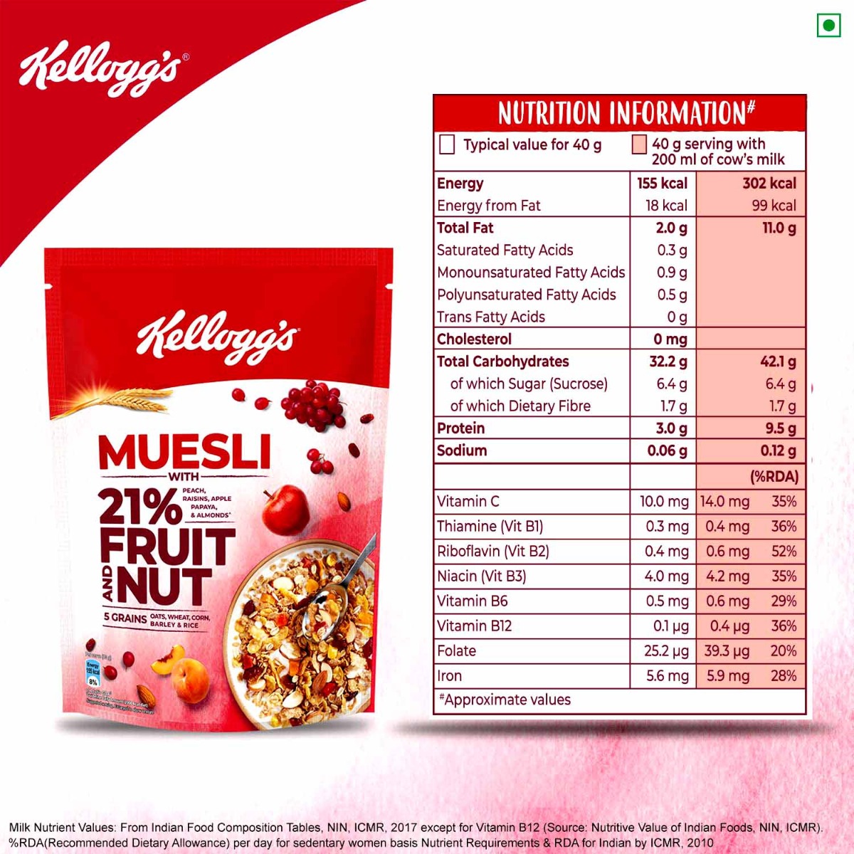 Kelloggs Extra  Muesli Fruit Nuts, 550 gm, Pack of 1 Kelloggs Extra  Muesli Fruit Nuts, 550 gm, Pack of 1