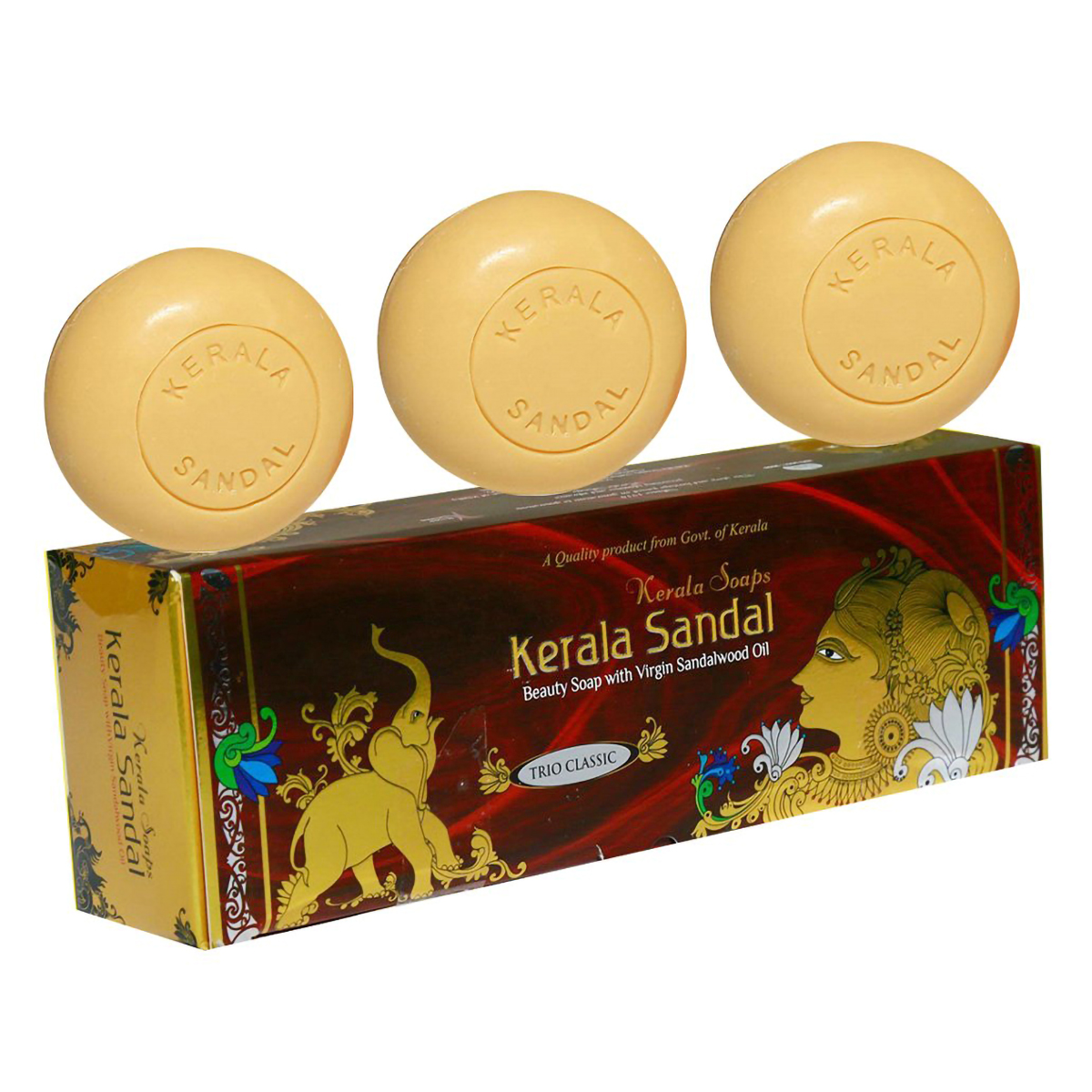 Kerala Sandal Trio Classic Soap, 450 gm ( 3x150 gm ), Pack of 1 Kerala Sandal Trio Classic Soap, 450 gm ( 3x150 gm ), Pack of 1