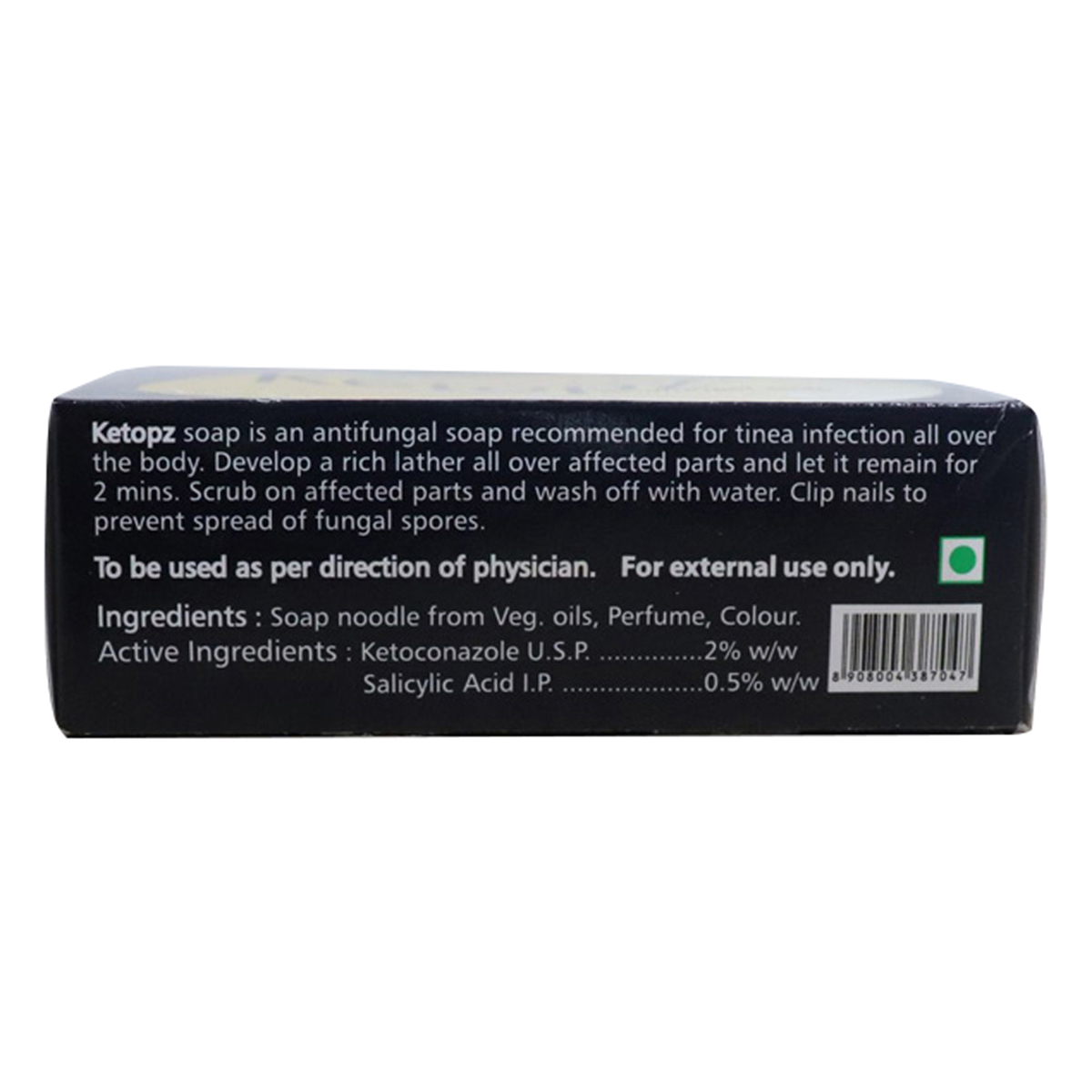 Ketopz Soap 75 gm | Ketoconazole & Salicylic Acid | Antifungal Soap | For Tinea Infections, Pack of 1 Ketopz Soap 75 gm | Ketoconazole & Salicylic Acid | Antifungal Soap | For Tinea Infections, Pack of 1