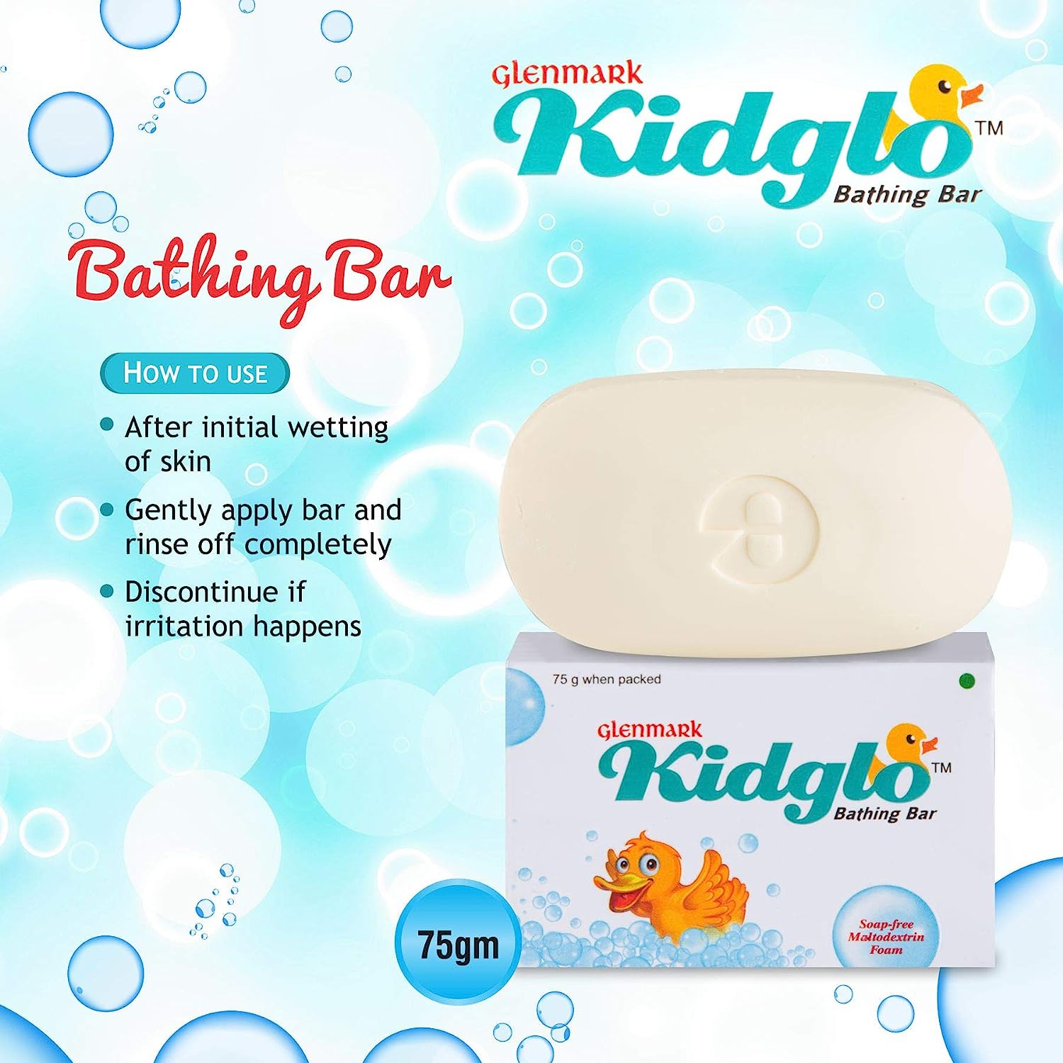 Kidglo Bathing Bar 75 gm | Moisturises Skin | Prevent Dryness, Rash, Itchy & Scaly Skin | For Kids Sensitive Skin, Pack of 1 Kidglo Bathing Bar 75 gm | Moisturises Skin | Prevent Dryness, Rash, Itchy & Scaly Skin | For Kids Sensitive Skin, Pack of 1