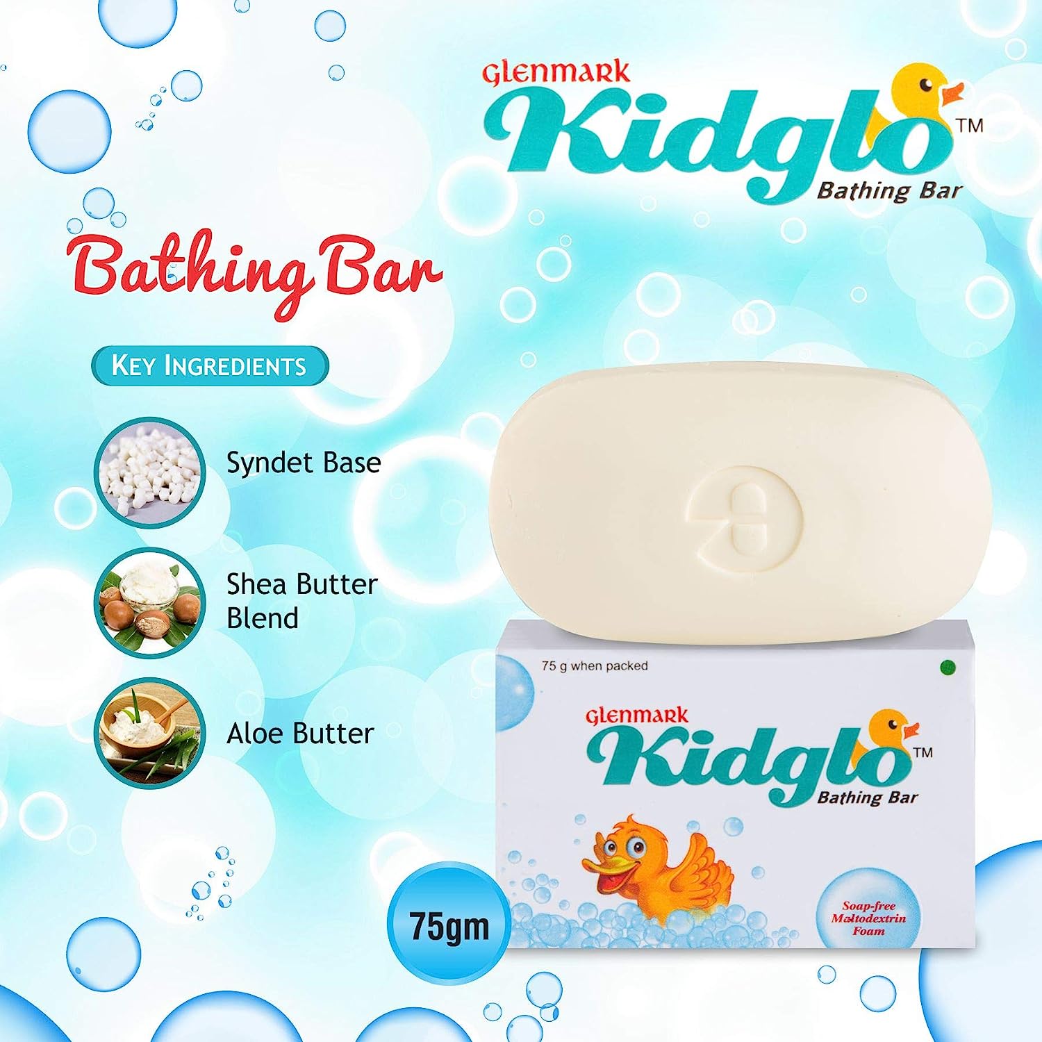 Kidglo Bathing Bar 75 gm | Moisturises Skin | Prevent Dryness, Rash, Itchy & Scaly Skin | For Kids Sensitive Skin, Pack of 1 Kidglo Bathing Bar 75 gm | Moisturises Skin | Prevent Dryness, Rash, Itchy & Scaly Skin | For Kids Sensitive Skin, Pack of 1