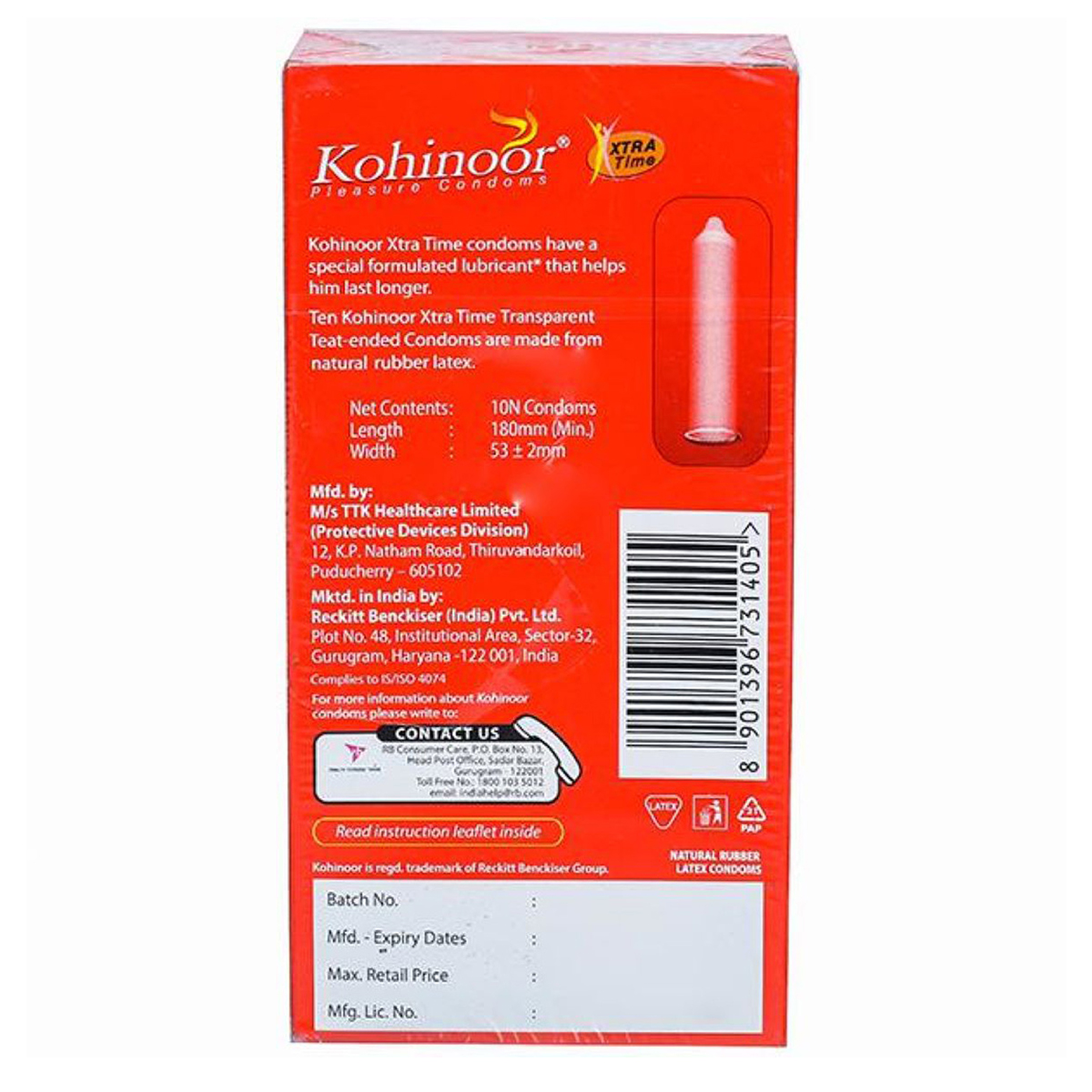 Kohinoor Xtra Time Condoms, 10 Count, Pack of 1 Kohinoor Xtra Time Condoms, 10 Count, Pack of 1