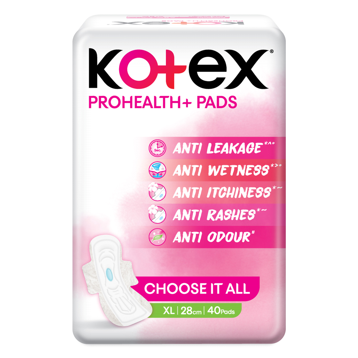 Kotex Prohealth+ Sanitary Pads XL, 40 Count, Pack of 1 Kotex Prohealth+ Sanitary Pads XL, 40 Count, Pack of 1