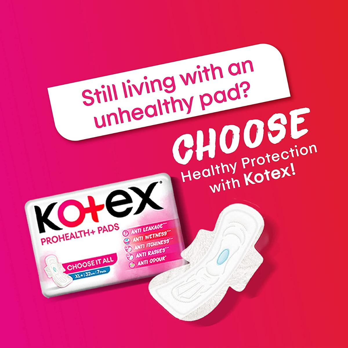 Kotex Prohealth+ Sanitary Pads XL+, 7 Count, Pack of 1 Kotex Prohealth+ Sanitary Pads XL+, 7 Count, Pack of 1
