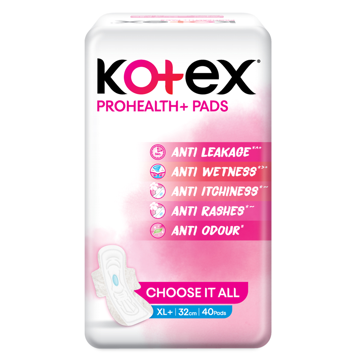 Kotex Prohealth+ Sanitary Pads XL+, 40 Count, Pack of 1 Kotex Prohealth+ Sanitary Pads XL+, 40 Count, Pack of 1