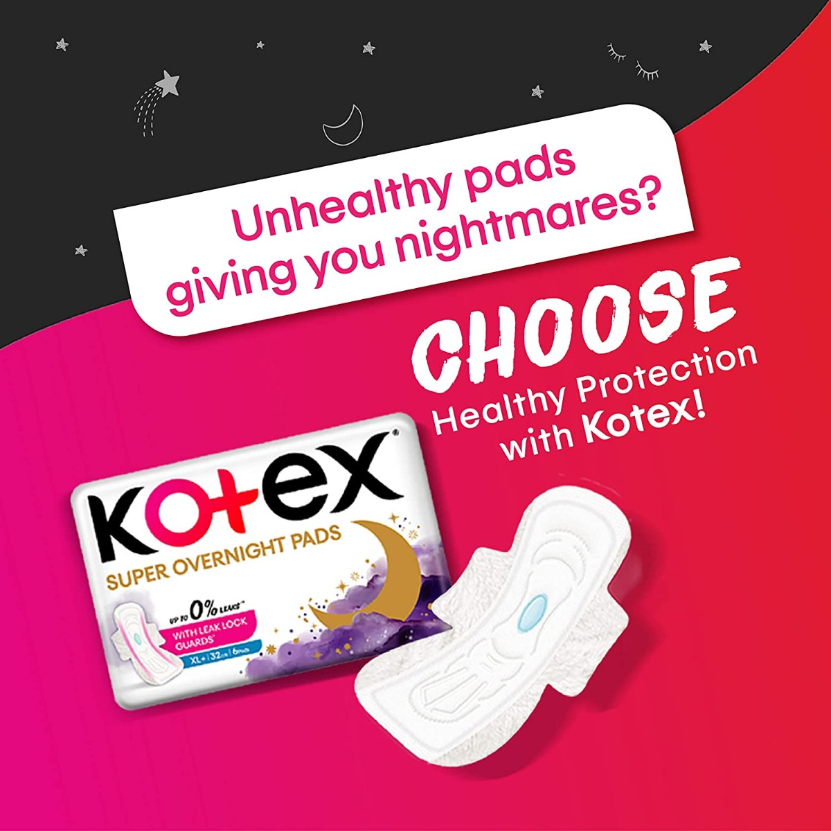 Kotex Super Overnight Sanitary Pads XL+, 26 Count, Pack of 1 Kotex Super Overnight Sanitary Pads XL+, 26 Count, Pack of 1