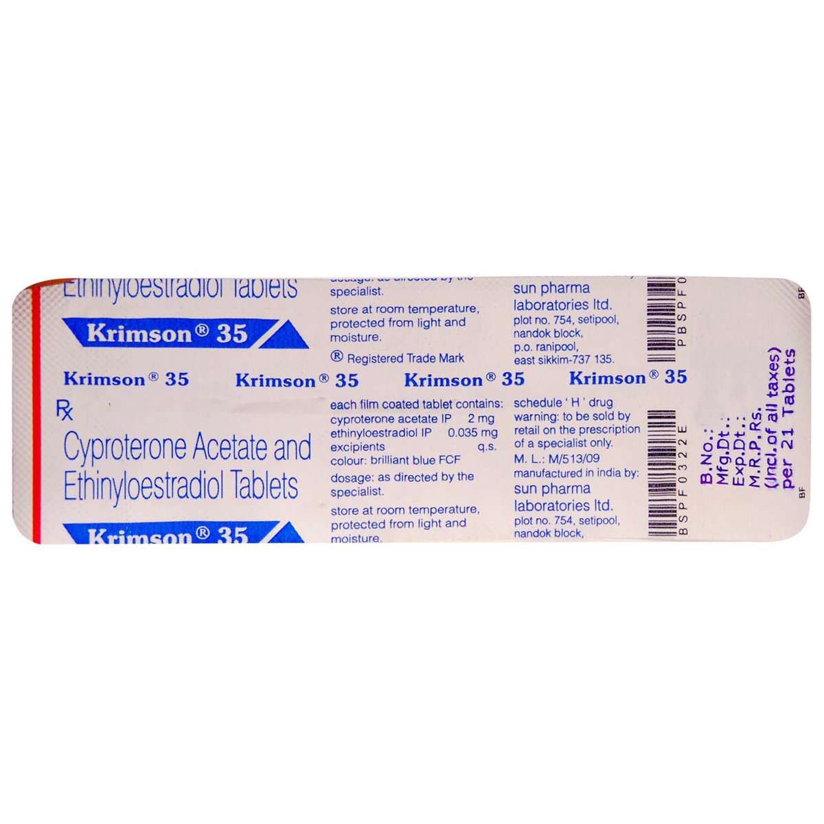 Krimson 35 mg Tablet 21's, Pack of 1 TABLET Krimson 35 mg Tablet 21's, Pack of 1 TABLET