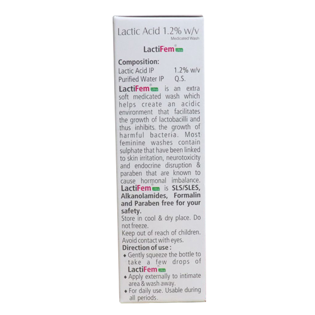 Lactifem Ultra 1.2% Medicated Wash 100 ml, Pack of 1 Lactifem Ultra 1.2% Medicated Wash 100 ml, Pack of 1