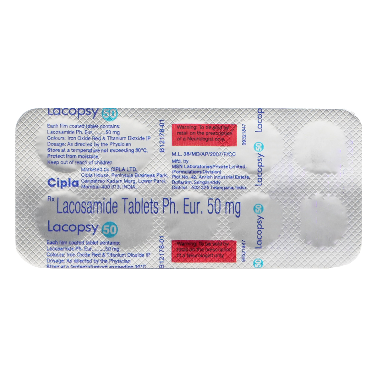 Lacopsy 50mg Tablet 10's, Pack of 10 TabletS Lacopsy 50mg Tablet 10's, Pack of 10 TabletS
