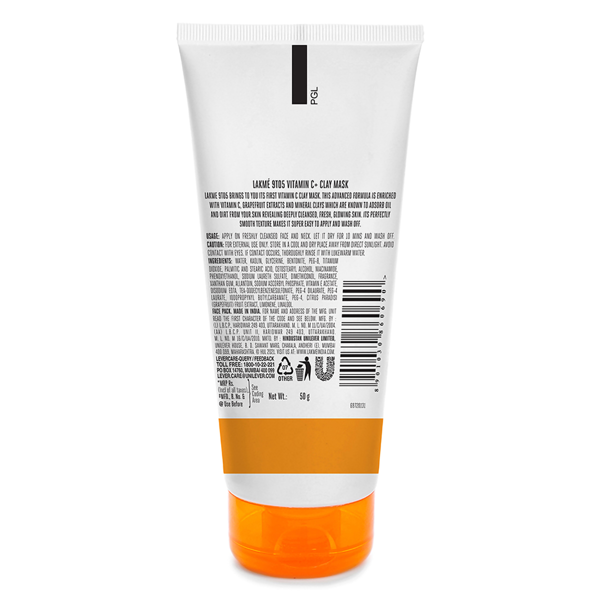 Lakme 9to5 Vitamin C+ Clay mask, 50 gm, Pack of 1 Lakme 9to5 Vitamin C+ Clay mask, 50 gm, Pack of 1