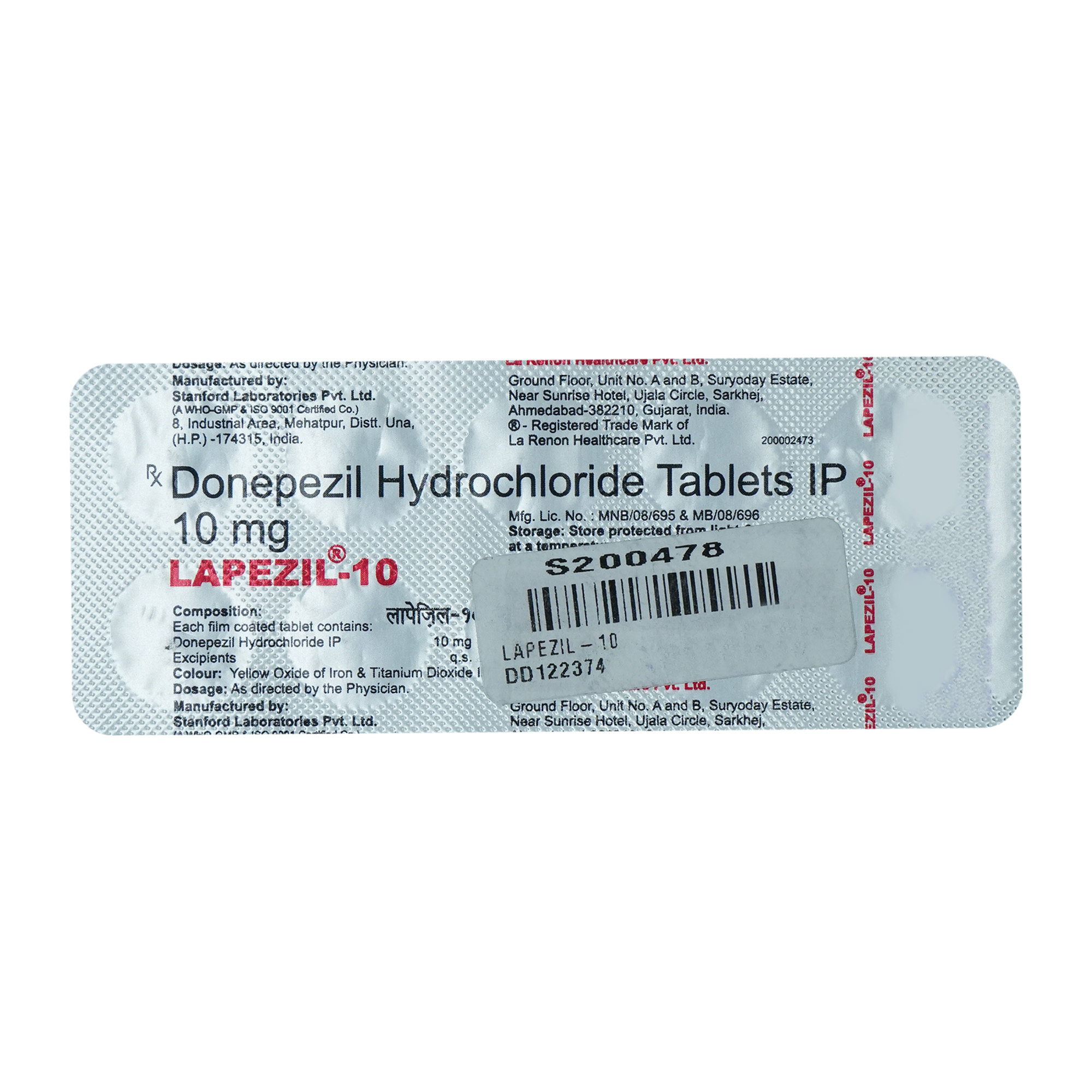 Lapezil 10 Tablet 10's, Pack of 10 TABLETS Lapezil 10 Tablet 10's, Pack of 10 TABLETS