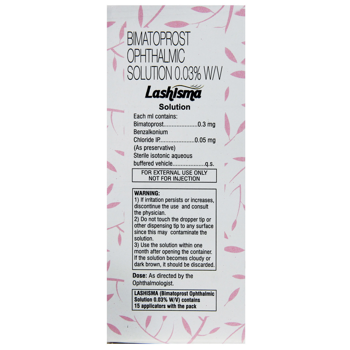 Lashisma Solution 3 ml, Pack of 1 SOLUTION Lashisma Solution 3 ml, Pack of 1 SOLUTION