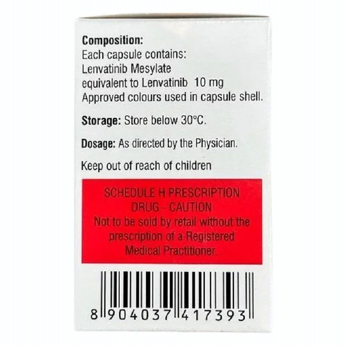 Lenvat 10 Capsule 30's, Pack of 1 Capsule Lenvat 10 Capsule 30's, Pack of 1 Capsule