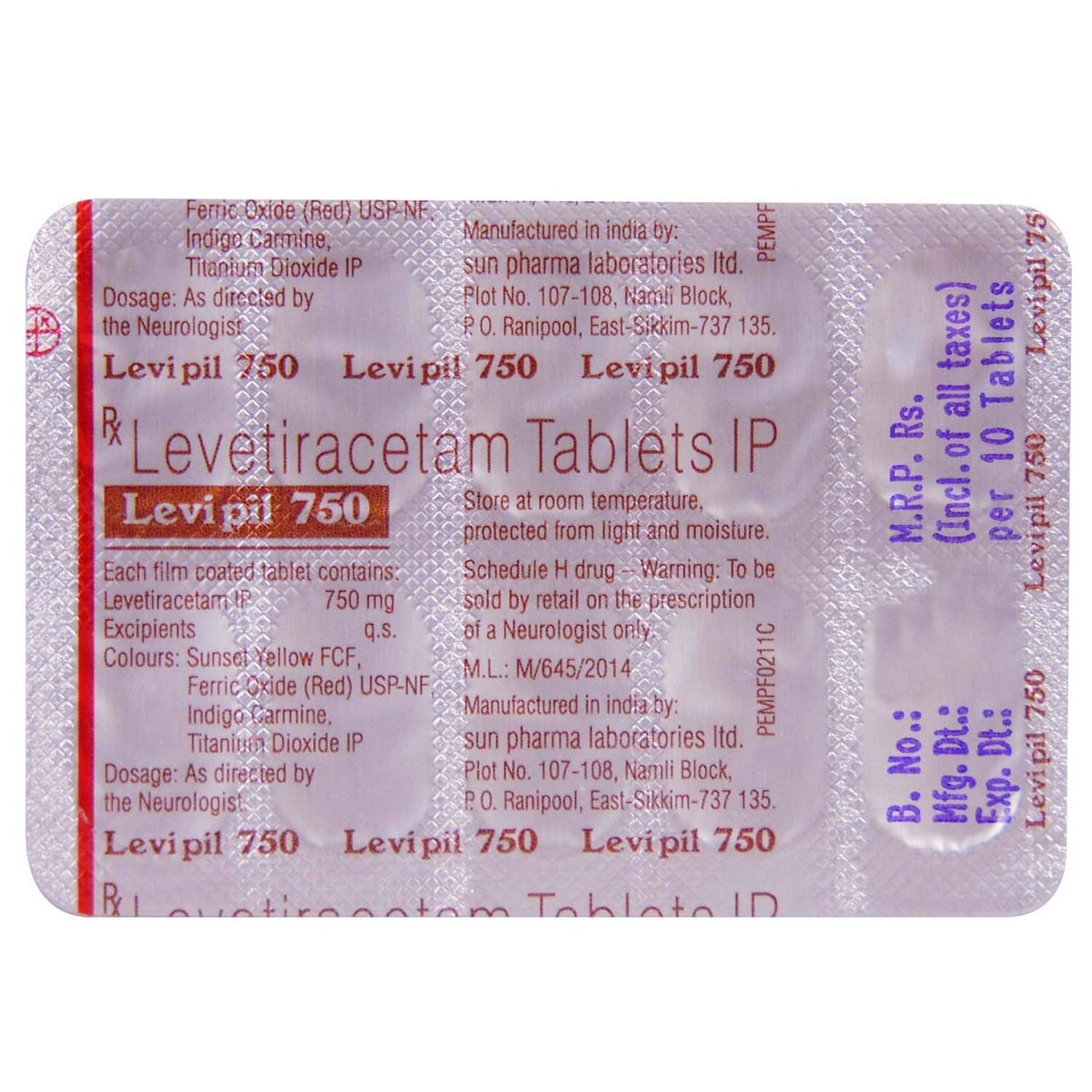 Levipil 750 Tablet 10's, Pack of 10 TABLETS Levipil 750 Tablet 10's, Pack of 10 TABLETS