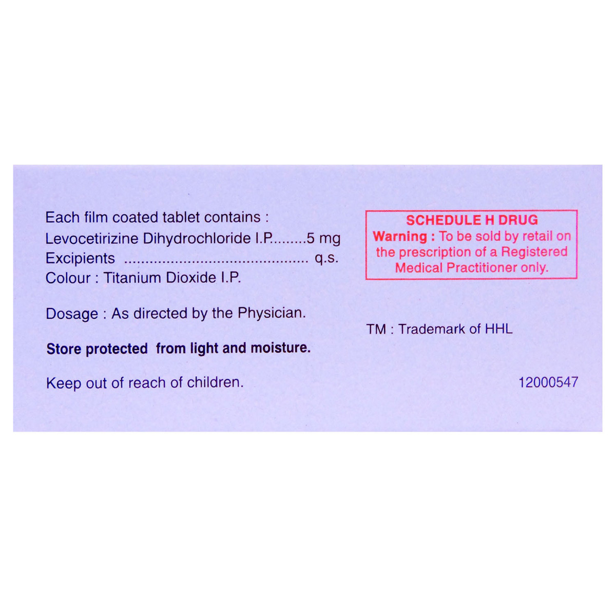 Levocet Tablet 10's, Pack of 10 TABLETS Levocet Tablet 10's, Pack of 10 TABLETS
