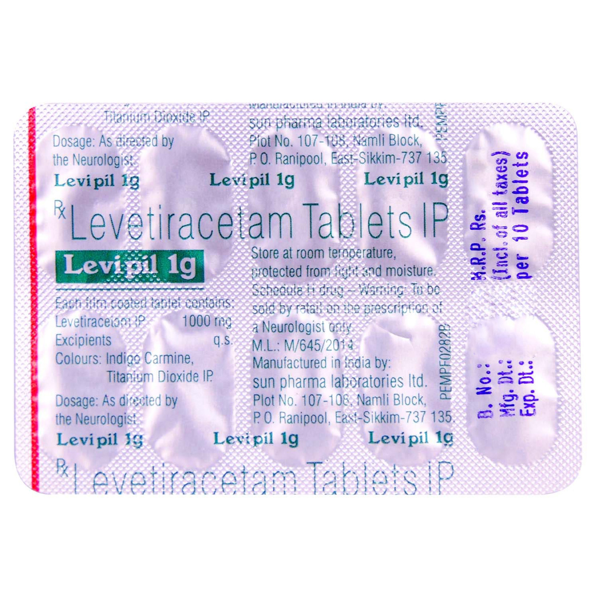 Levipil 1 gm Tablet 10's, Pack of 10 TABLETS Levipil 1 gm Tablet 10's, Pack of 10 TABLETS