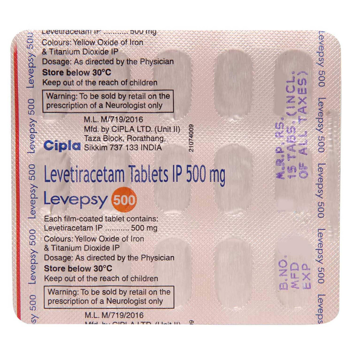 Levepsy 500 Tablet 15's, Pack of 15 TABLETS Levepsy 500 Tablet 15's, Pack of 15 TABLETS