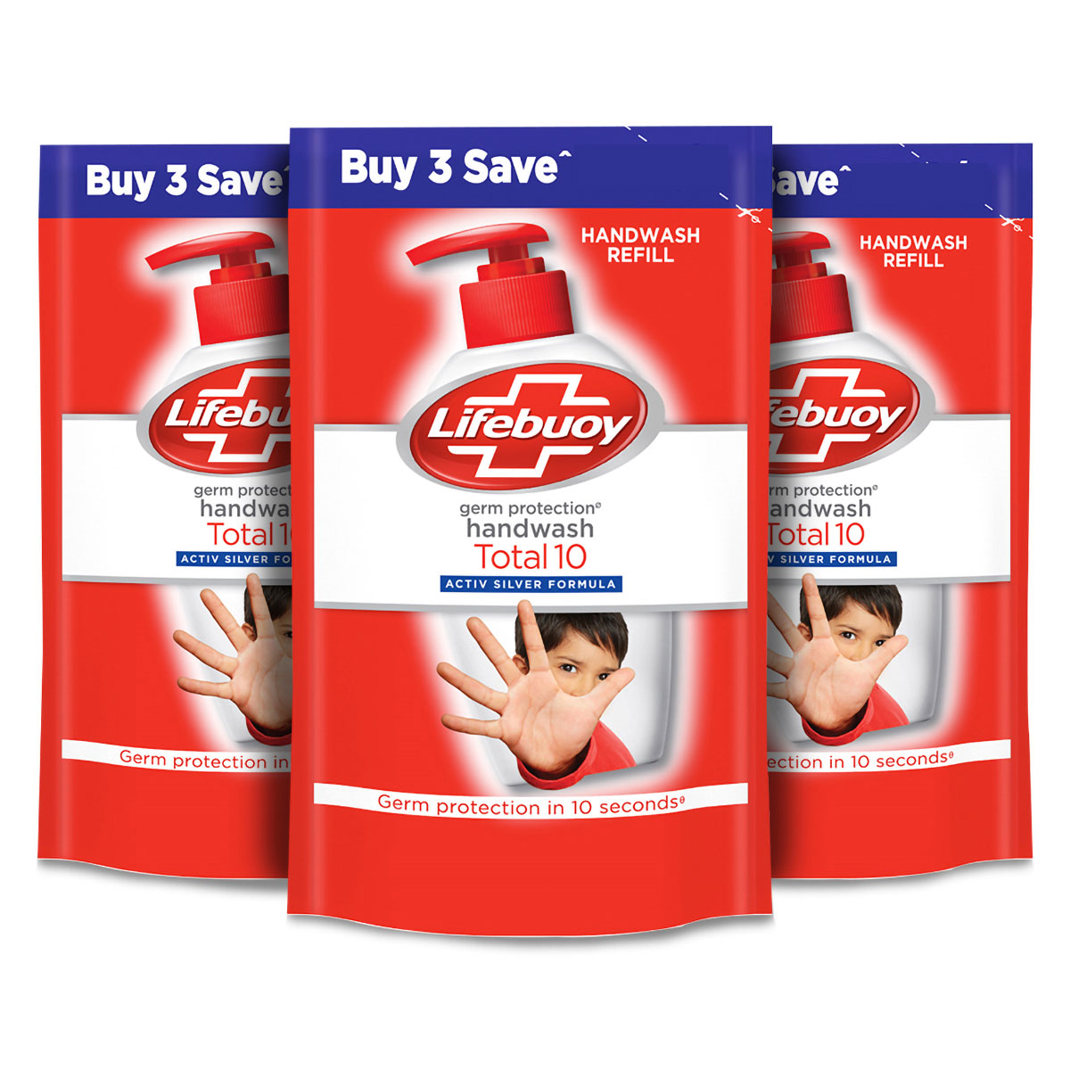 Lifebuoy Total 10 Germ Protection Handwash, 555 ml Refill Pack (3x185 ml), Pack of 1 Lifebuoy Total 10 Germ Protection Handwash, 555 ml Refill Pack (3x185 ml), Pack of 1