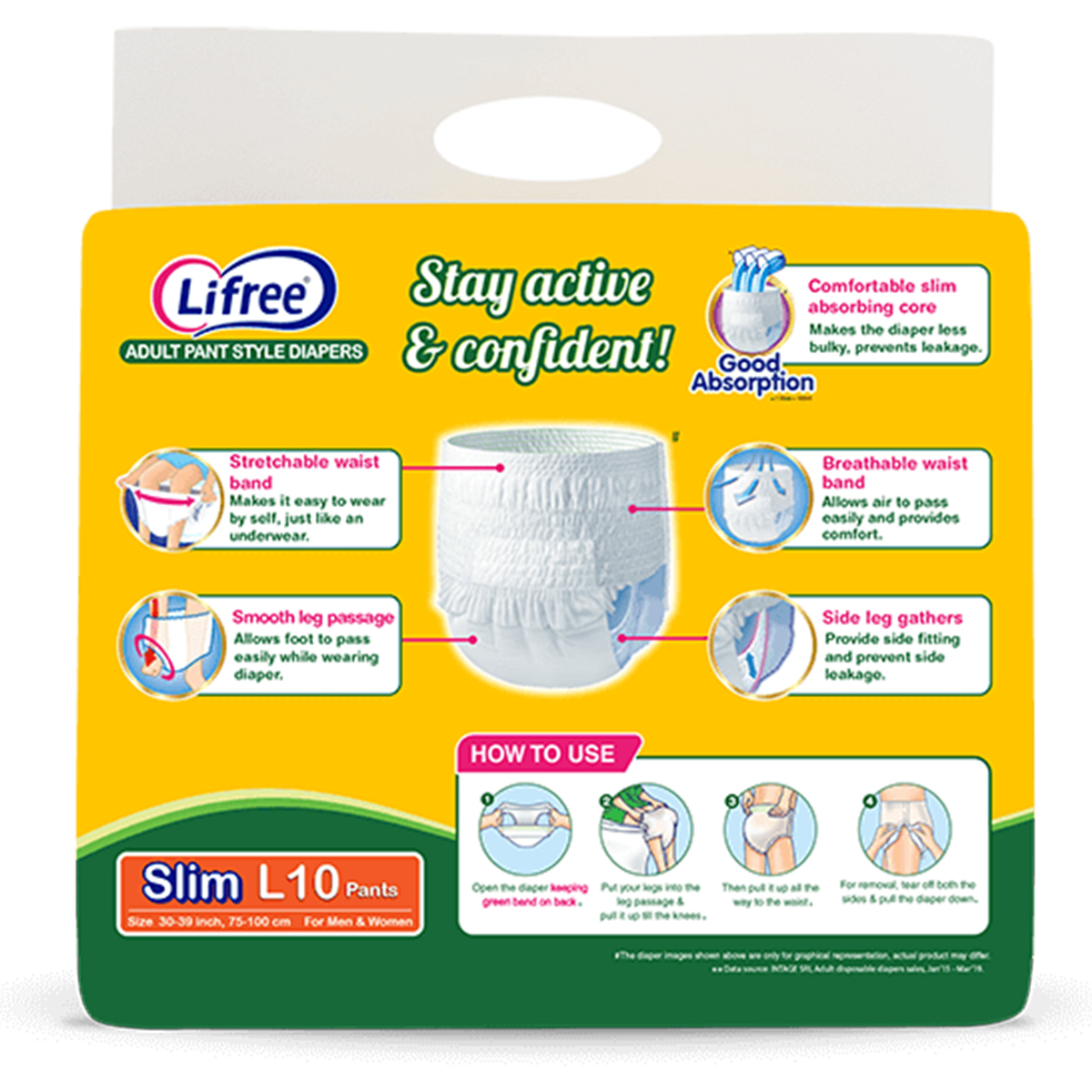 Lifree Slim Absorb Adult Diaper Pants Large, 10 Count, Pack of 1 Lifree Slim Absorb Adult Diaper Pants Large, 10 Count, Pack of 1