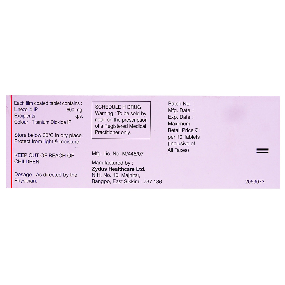 Linid 600 Tablet 10's, Pack of 10 TABLET MDS Linid 600 Tablet 10's, Pack of 10 TABLET MDS